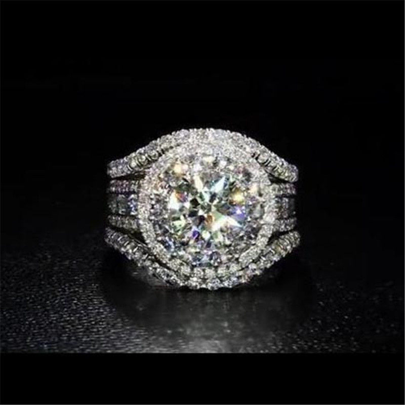 Women Elegant Big Flash Square Ring Fashion Ladies Engagement Ring Wedding Ring Dress Accessories
