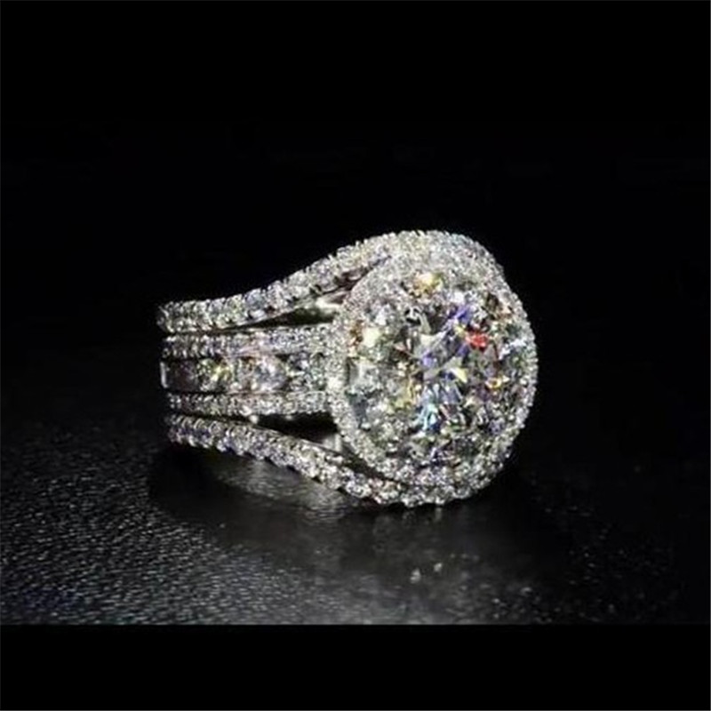 Women Elegant Big Flash Square Ring Fashion Ladies Engagement Ring Wedding Ring Dress Accessories