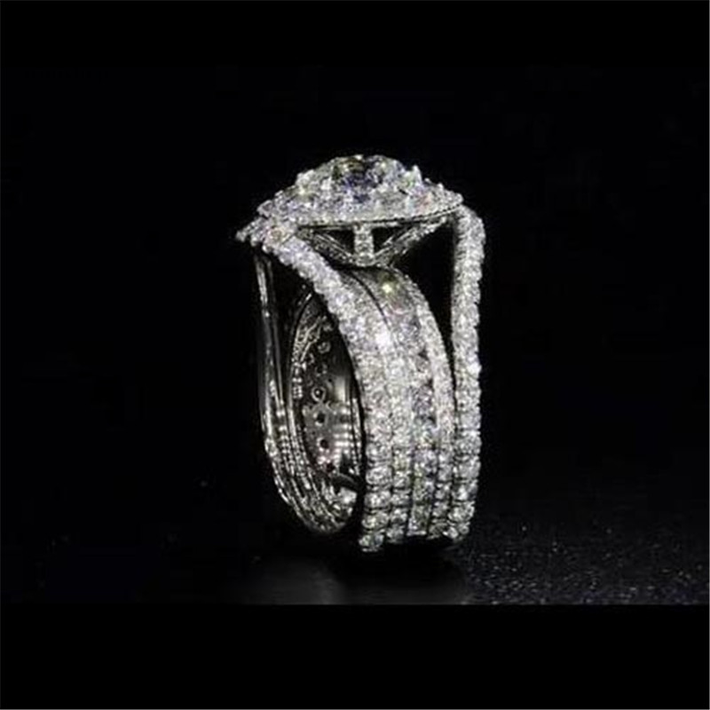 Women Elegant Big Flash Square Ring Fashion Ladies Engagement Ring Wedding Ring Dress Accessories