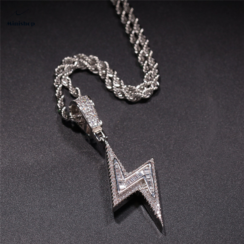Men Zircon Diamond Necklace Hp Pop Lightning Pendant Mixed Accessories Ice Out Flash Chain
