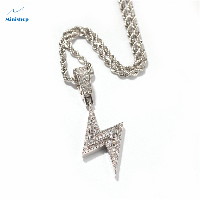 Men Zircon Diamond Necklace Hp Pop Lightning Pendant Mixed Accessories Ice Out Flash Chain