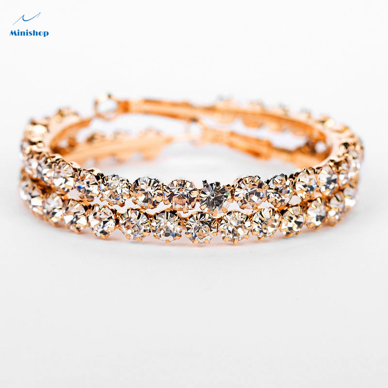 Women Vintage Exaggerated Alloy Rhinestone Diamond Large Earrings  Lady Party Shinning Earrings