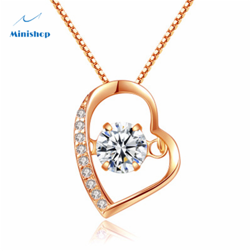 Women S925 Silver Necklace  Heart Shape Pendant Temperament Simple OL Elegant Pendant Clavicle Chain