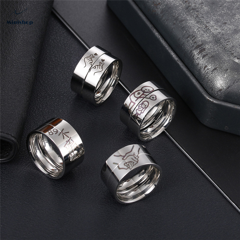 Women and Men Fashion Popular Couple Ring Gift Jewelry Titanium Steel Little Finger Ring Pair Ring