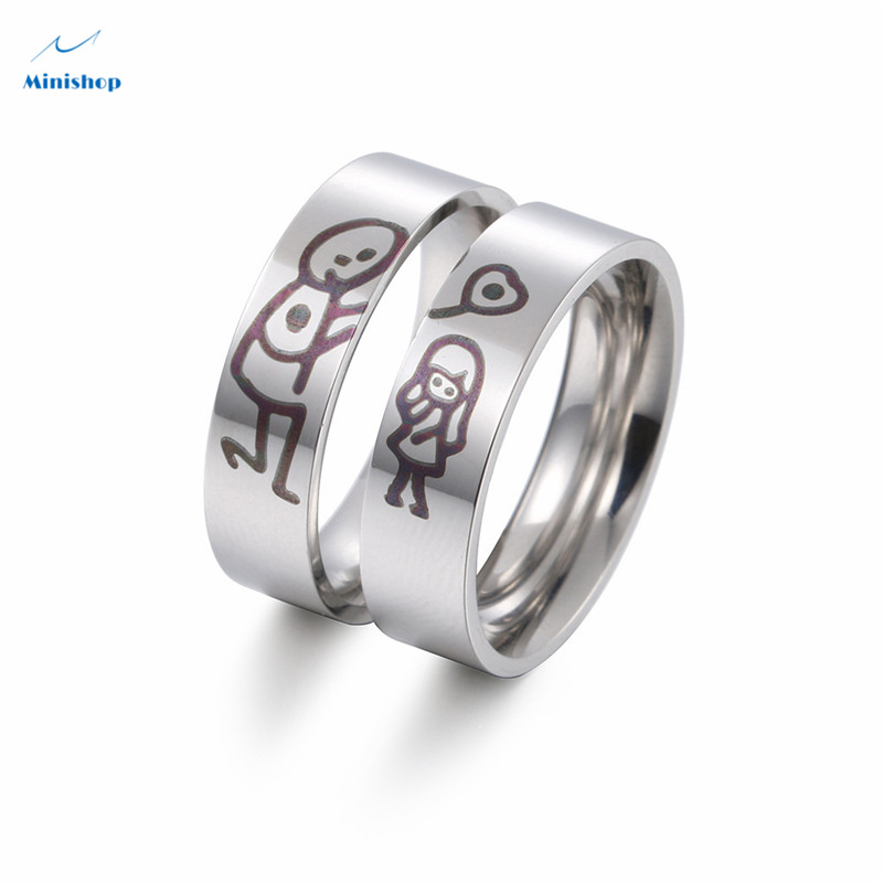 Women and Men Fashion Popular Couple Ring Gift Jewelry Titanium Steel Little Finger Ring Pair Ring
