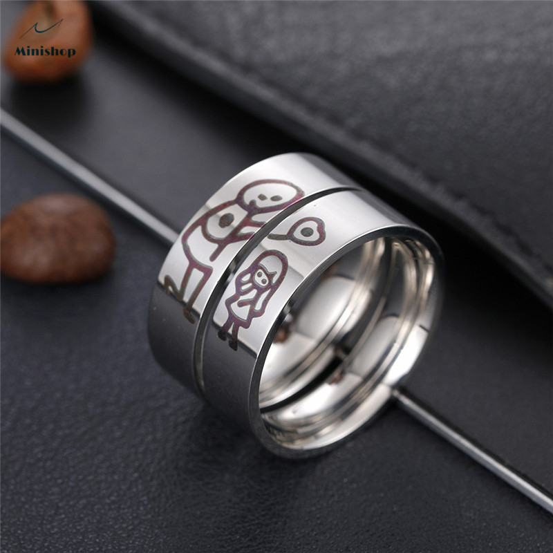 Women and Men Fashion Popular Couple Ring Gift Jewelry Titanium Steel Little Finger Ring Pair Ring