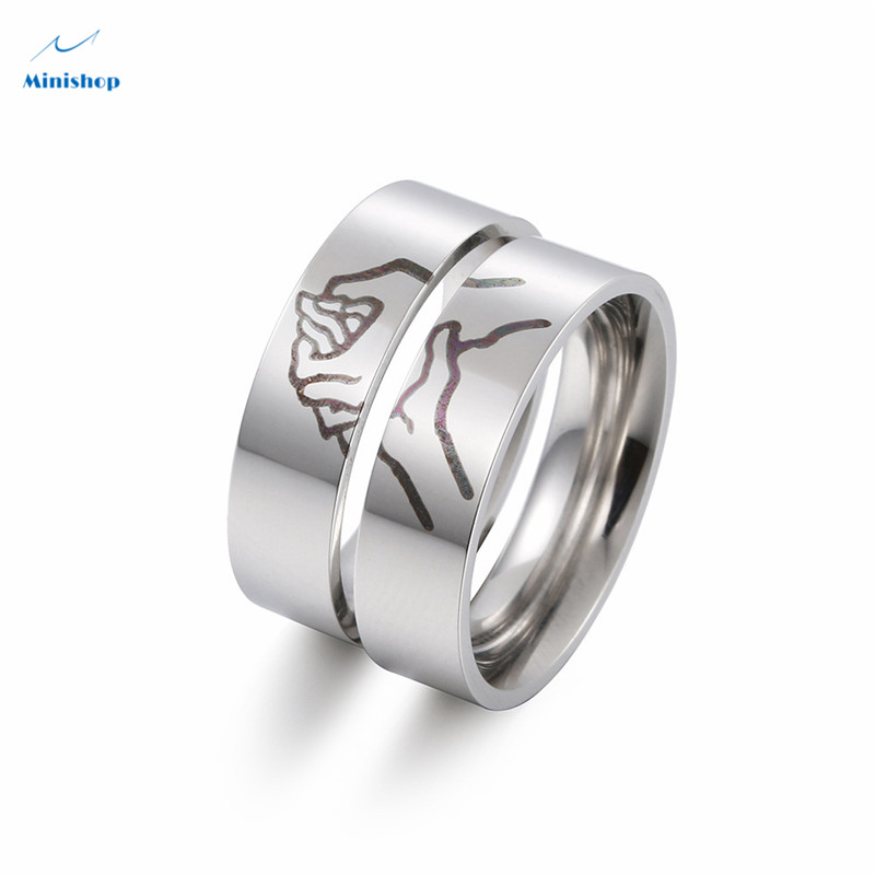 Women and Men Fashion Popular Couple Ring Gift Jewelry Titanium Steel Little Finger Ring Pair Ring