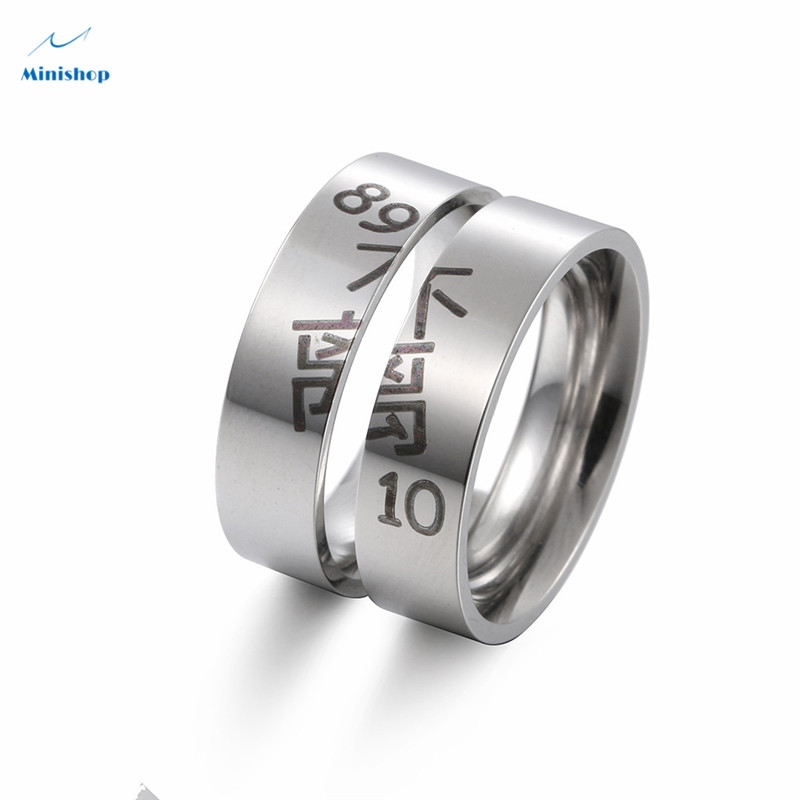 Women and Men Fashion Popular Couple Ring Gift Jewelry Titanium Steel Little Finger Ring Pair Ring