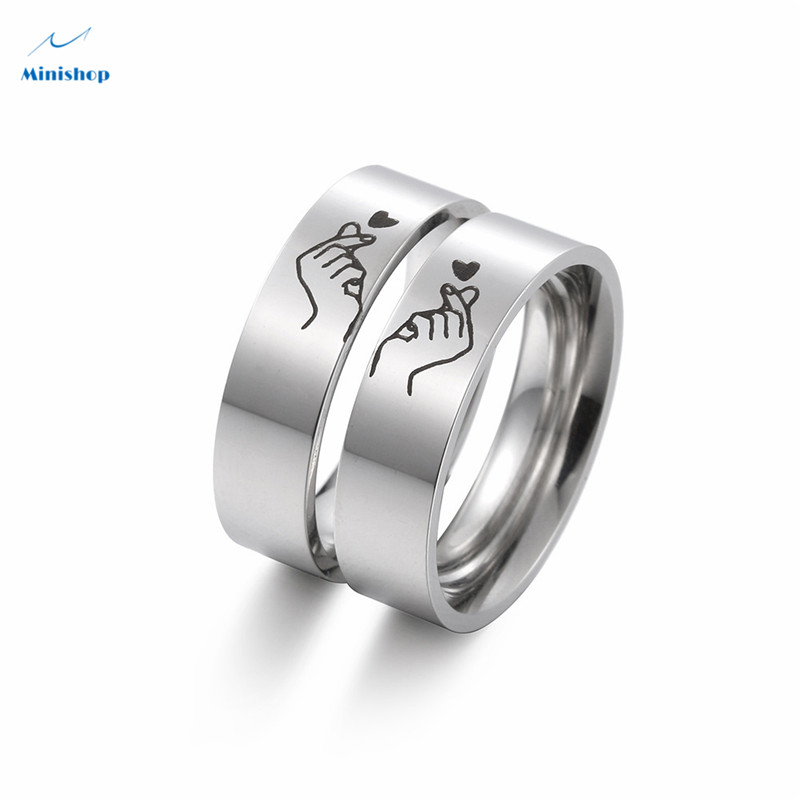 Women and Men Fashion Popular Couple Ring Gift Jewelry Titanium Steel Little Finger Ring Pair Ring