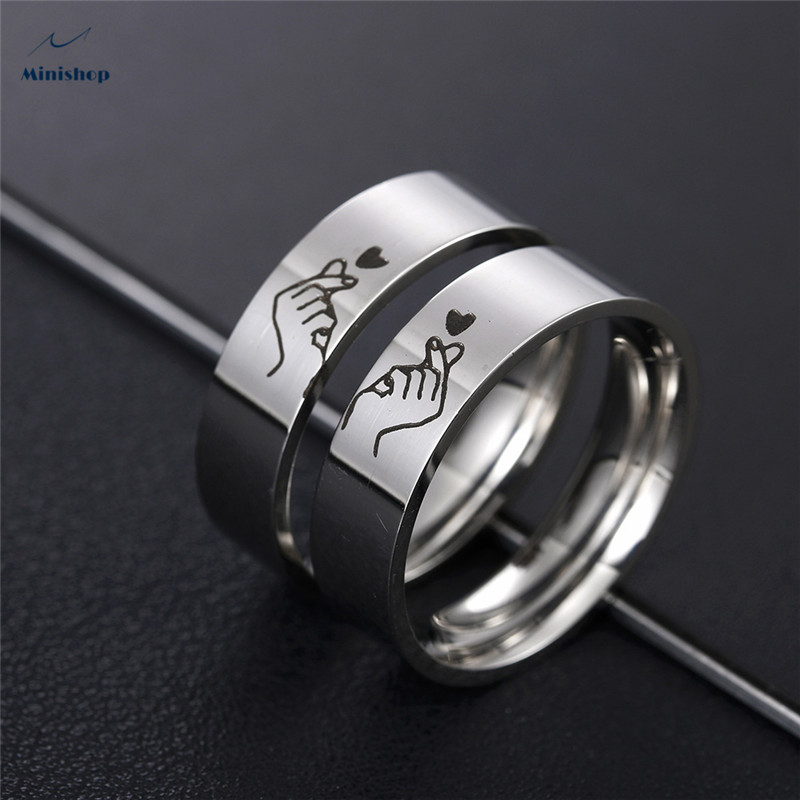 Women and Men Fashion Popular Couple Ring Gift Jewelry Titanium Steel Little Finger Ring Pair Ring