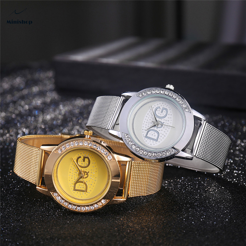 Women Versatile Diamond Watch Fashion Lady Quartz Wrist Watch Mesh Belt Watch