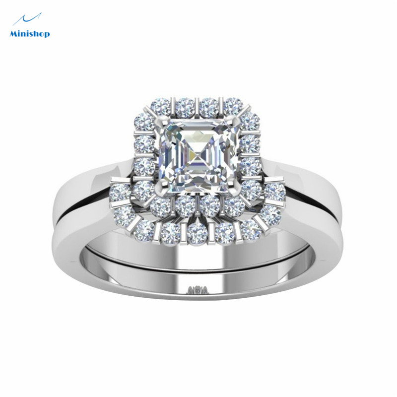 Women New Fashion Zircon Diamond Ring Lady Shinning Wedding Party Proposal Ring Jewelry Accessories