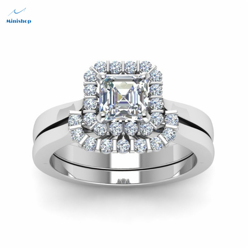 Women New Fashion Zircon Diamond Ring Lady Shinning Wedding Party Proposal Ring Jewelry Accessories