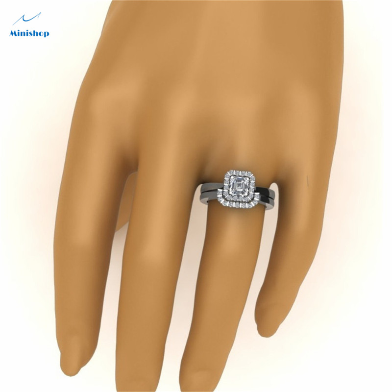 Women New Fashion Zircon Diamond Ring Lady Shinning Wedding Party Proposal Ring Jewelry Accessories