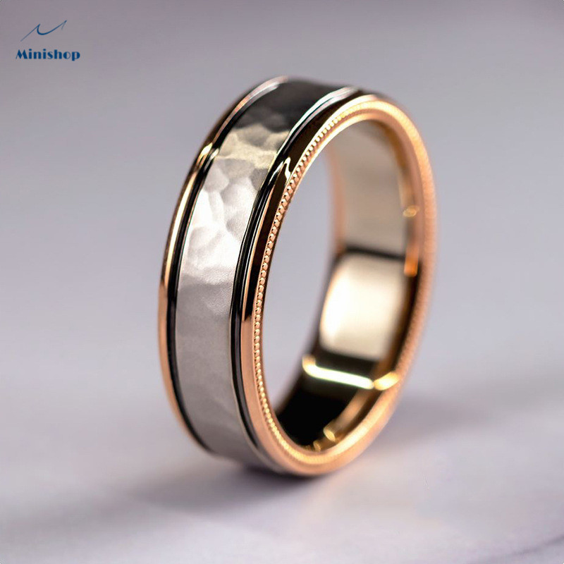 Women 3 in 1 Rose-plated Rings set Gold Sparkly Square Rings Lxury Engagement Proposal Rings
