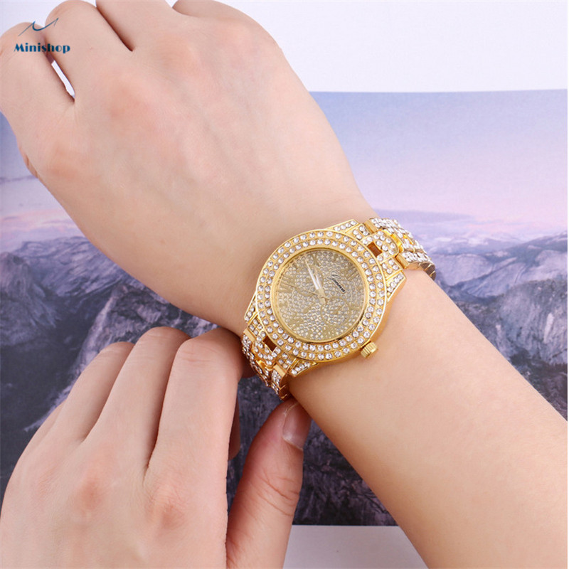 Geneva Men and Women Ice Out Star Steel Band Diamond Watch Fashion High Quality Quartz Gift Watch