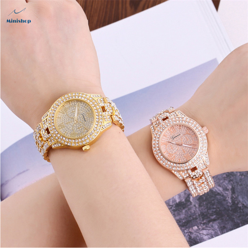 Geneva Men and Women Ice Out Star Steel Band Diamond Watch Fashion High Quality Quartz Gift Watch