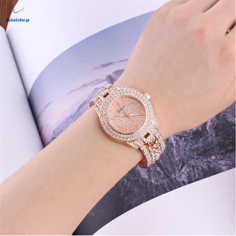 Geneva Men and Women Ice Out Star Steel Band Diamond Watch Fashion High Quality Quartz Gift Watch