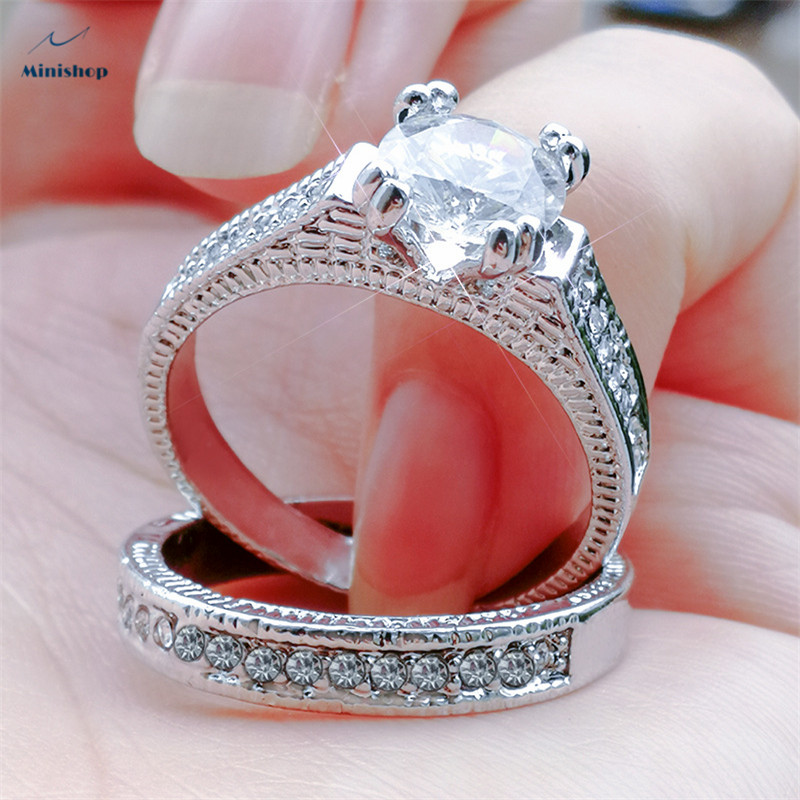 Women new fashion rings set zircon diamond jewelry eight heart eight arrow rings OL proposal rings