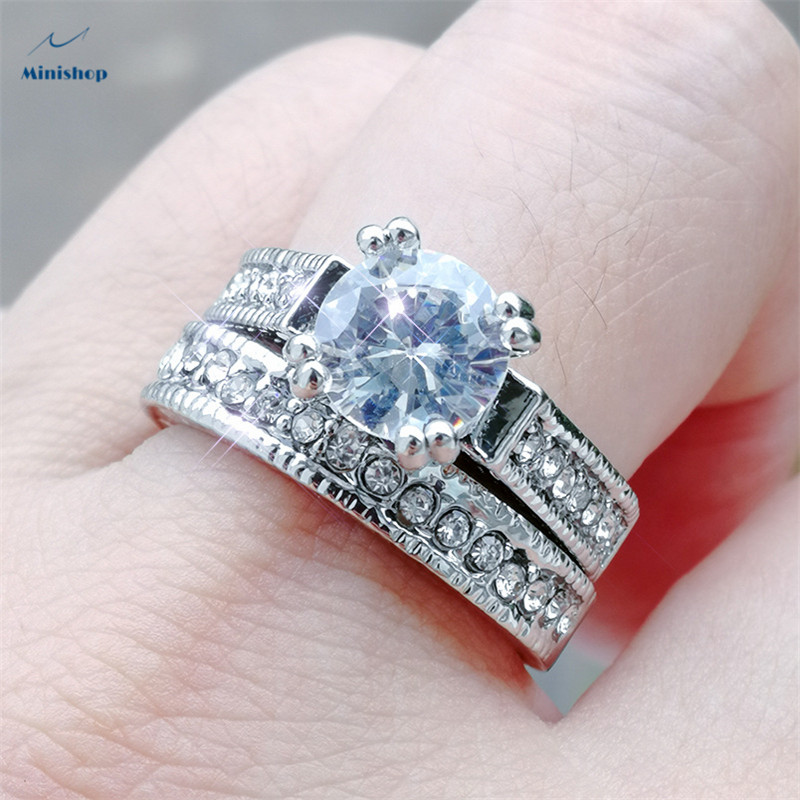 Women new fashion rings set zircon diamond jewelry eight heart eight arrow rings OL proposal rings