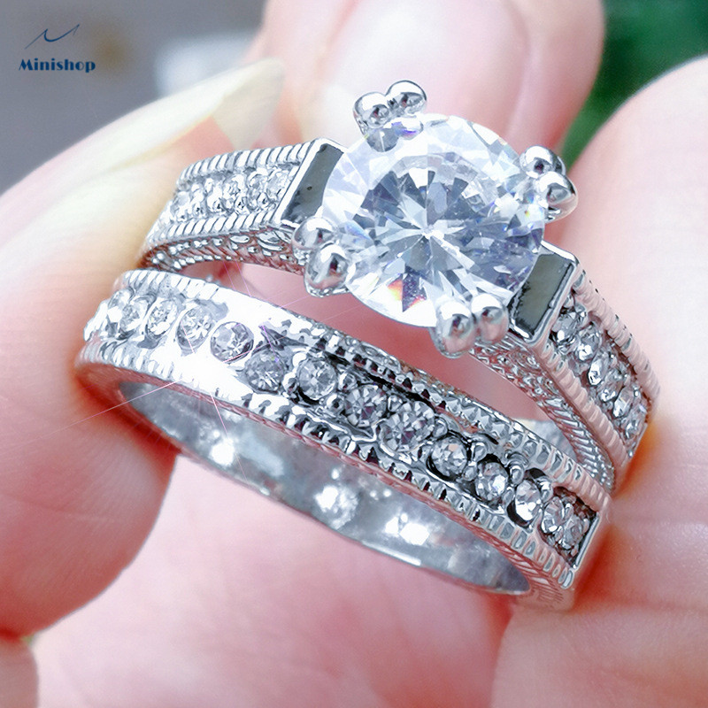 Women new fashion rings set zircon diamond jewelry eight heart eight arrow rings OL proposal rings