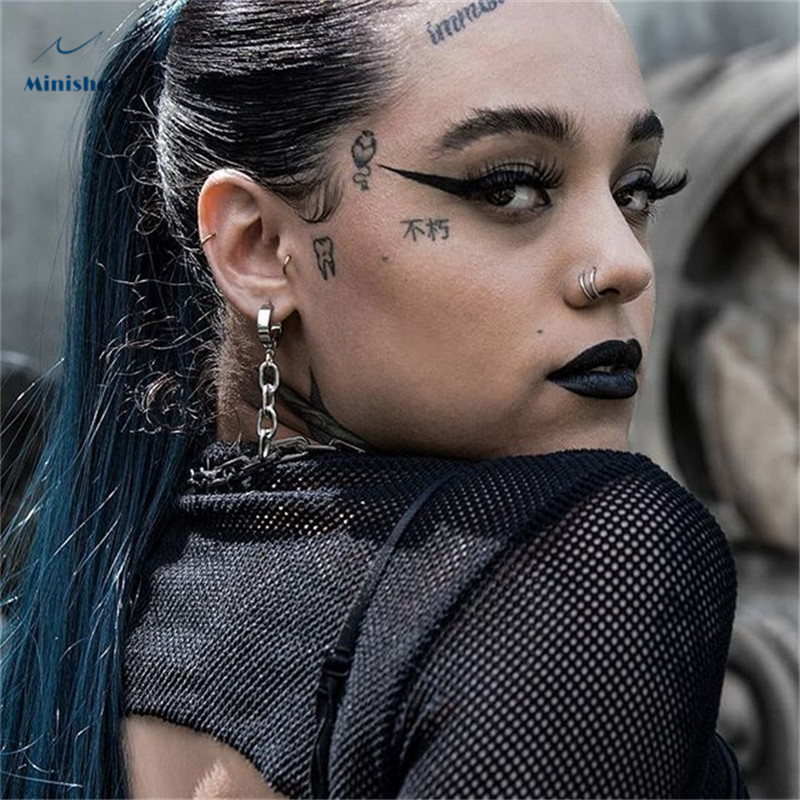 Man and Women New Fashion Tassel Chain Earrings Pierced Earrings C-shaped Titanium Steel Clip