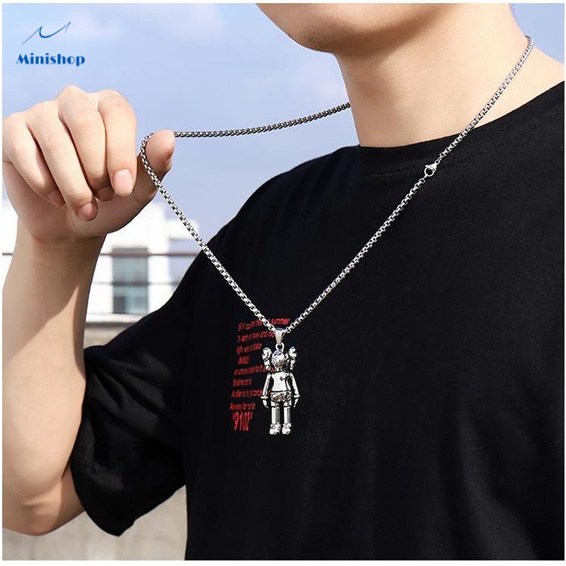 Men and Women Titanium Steel Necklace ins Popular Logo Hip Hop Pendant Personality  Lovers Chain