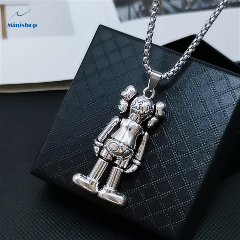 Men and Women Titanium Steel Necklace ins Popular Logo Hip Hop Pendant Personality  Lovers Chain