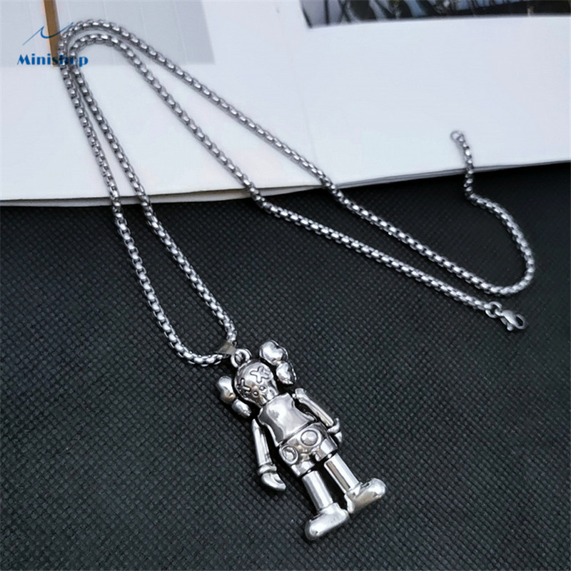 Men and Women Titanium Steel Necklace ins Popular Logo Hip Hop Pendant Personality  Lovers Chain