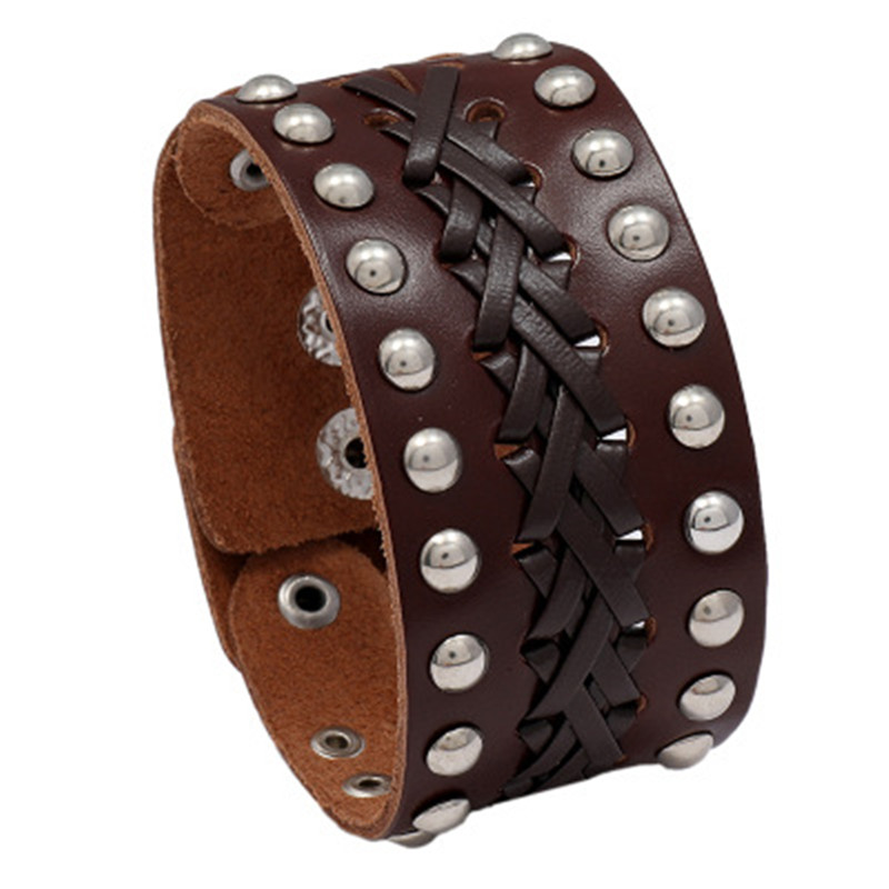 Men Vintage Woven Leather Bracelet New Fashion Jewelry Personality Punk Cowhide Bracelet