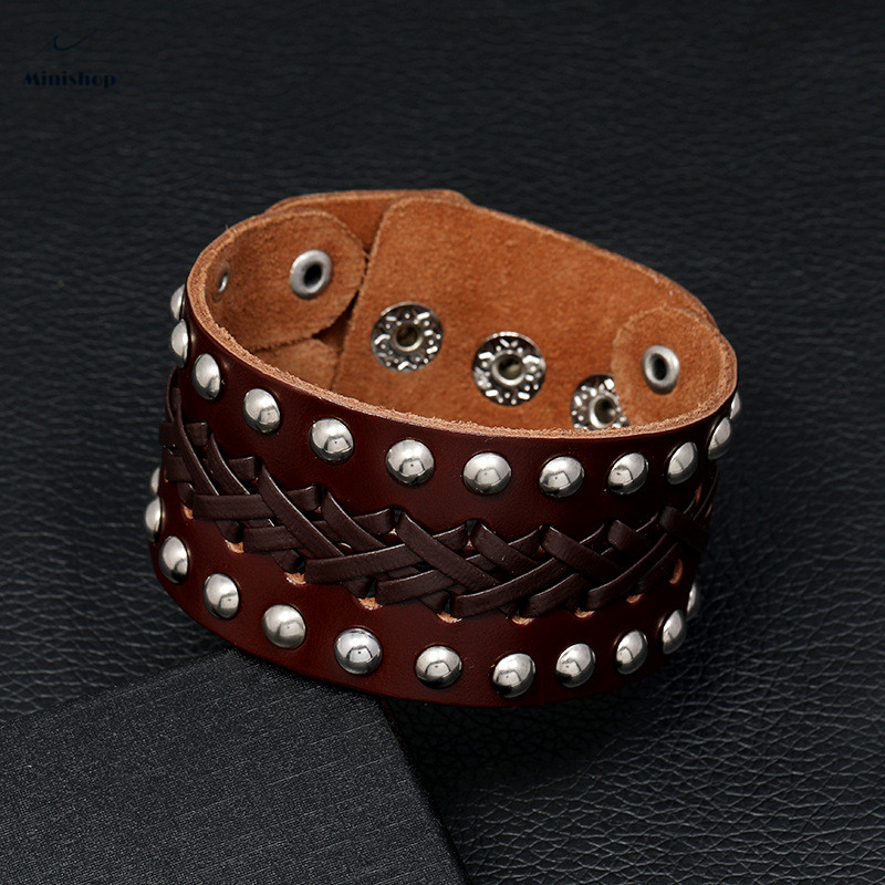 Men Vintage Woven Leather Bracelet New Fashion Jewelry Personality Punk Cowhide Bracelet