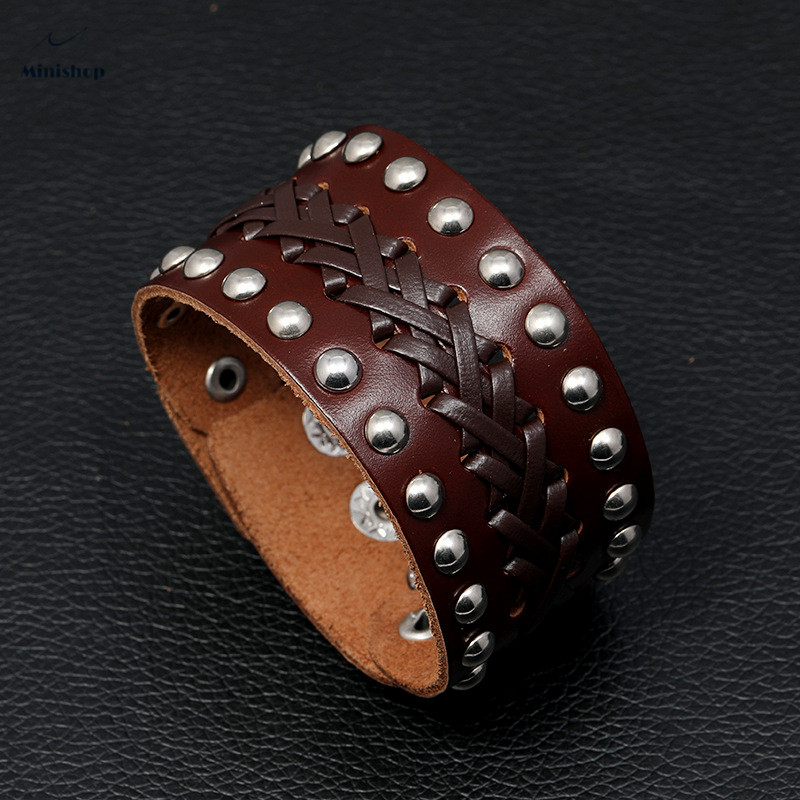 Men Vintage Woven Leather Bracelet New Fashion Jewelry Personality Punk Cowhide Bracelet