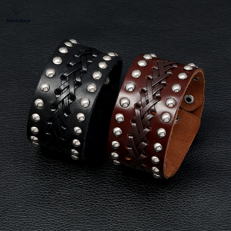 Men Vintage Woven Leather Bracelet New Fashion Jewelry Personality Punk Cowhide Bracelet