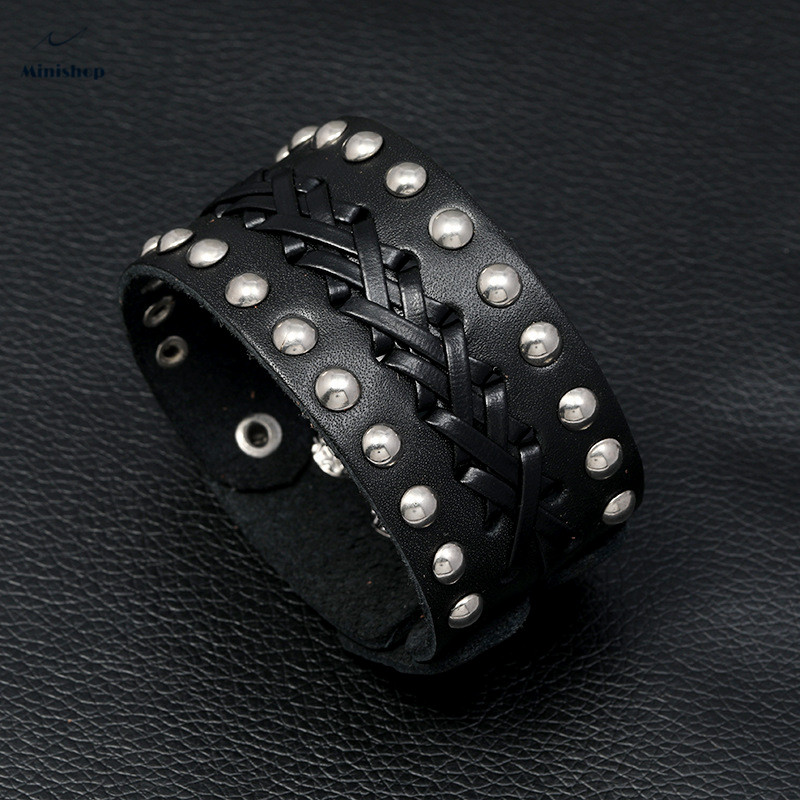 Men Vintage Woven Leather Bracelet New Fashion Jewelry Personality Punk Cowhide Bracelet