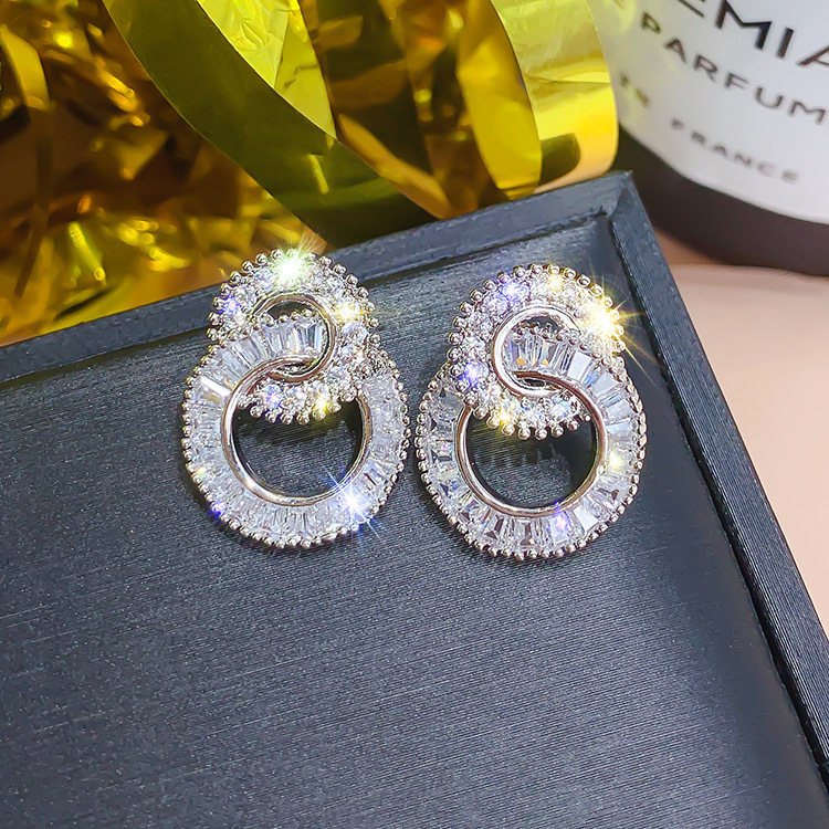 Women Fashion and Exquisite zircon diamond Lady Earrings Sparkly Beautiful Creative Earrings