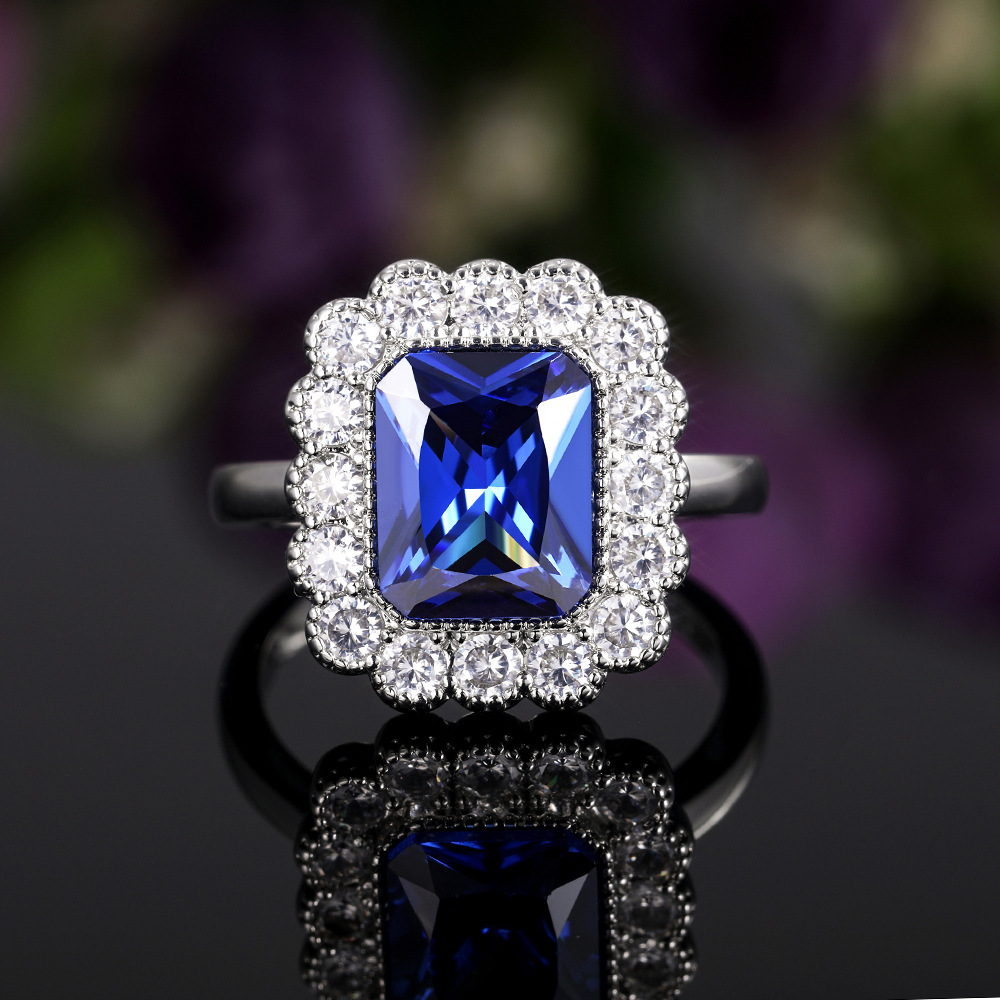 Women Vintage Ring Lady Zircon Diamond Silver-plated Ring Jewelry Gift Ring Jewelry Accessories