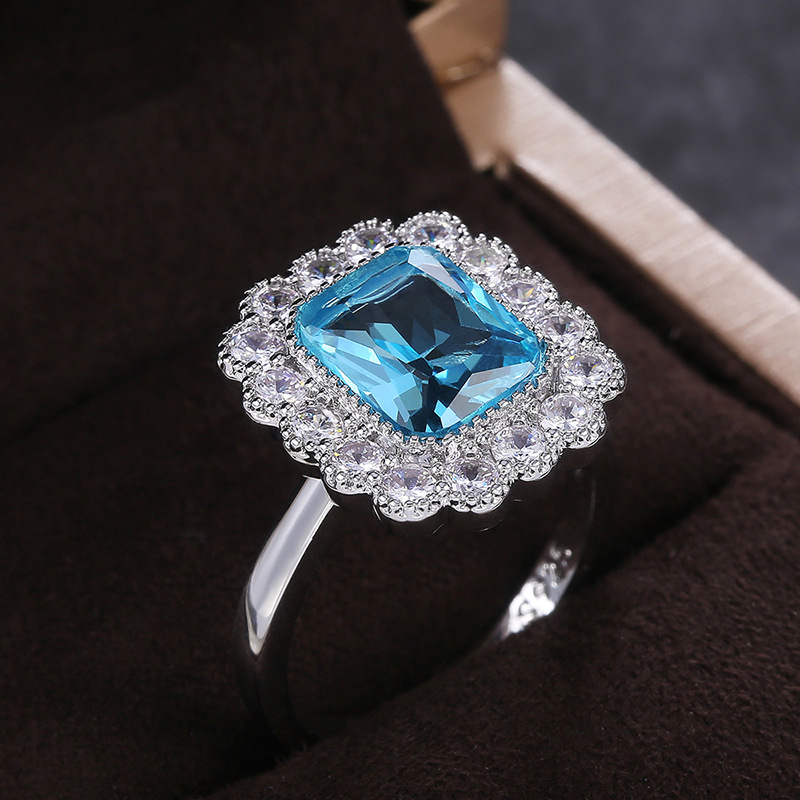 Women Vintage Ring Lady Zircon Diamond Silver-plated Ring Jewelry Gift Ring Jewelry Accessories