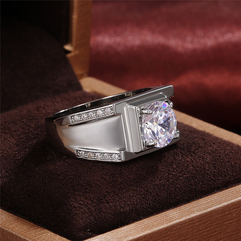 New Classic Luxury Men Zircon Diamond Ring Fashion Ring Wedding Engaged Ring Jewelry  Accessories