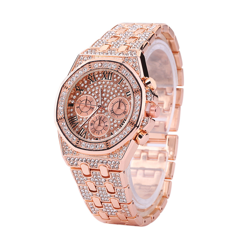 Men Iced Out High Glass Quartz Watch Creative Diamond Business Style Watch Suit Accessories Jewelry
