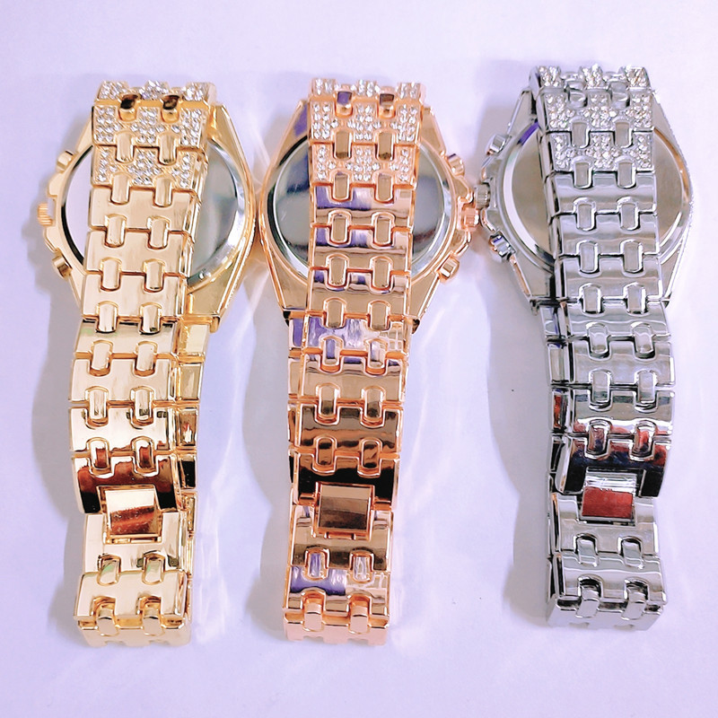 Men Iced Out High Glass Quartz Watch Creative Diamond Business Style Watch Suit Accessories Jewelry