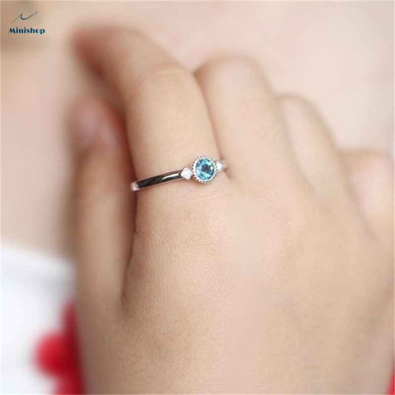 Women NNew Fashion Ring Simple Color Sapphire Ice Crystal Rings for Holiday Birthday Gifts Ring