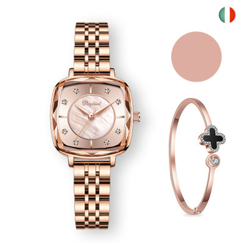 Women Fashion Square Plate 30ATM Waterproof Office Lady Watch Birdthday Gift Watch With bracelet