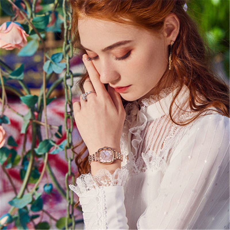 Women Fashion Square Plate 30ATM Waterproof Office Lady Watch Birdthday Gift Watch With bracelet