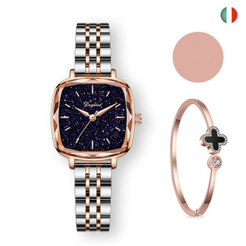 Women Fashion Square Plate 30ATM Waterproof Office Lady Watch Birdthday Gift Watch With bracelet