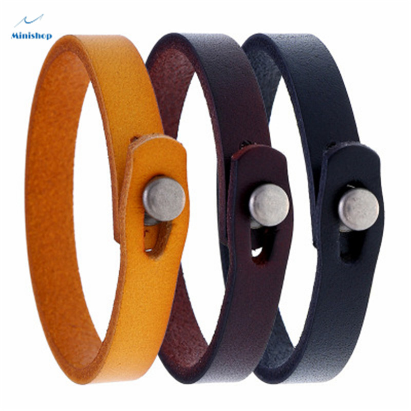 Men Retro Simple Business Style Leather Bracelet Fashion Versatile Punk Rock Leather Gift Bracelet