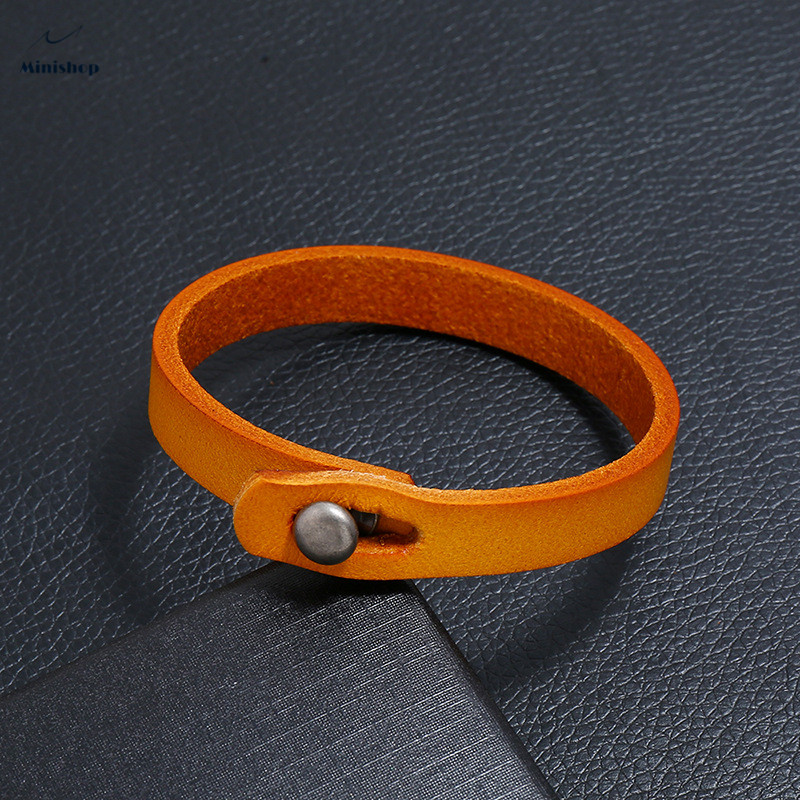Men Retro Simple Business Style Leather Bracelet Fashion Versatile Punk Rock Leather Gift Bracelet