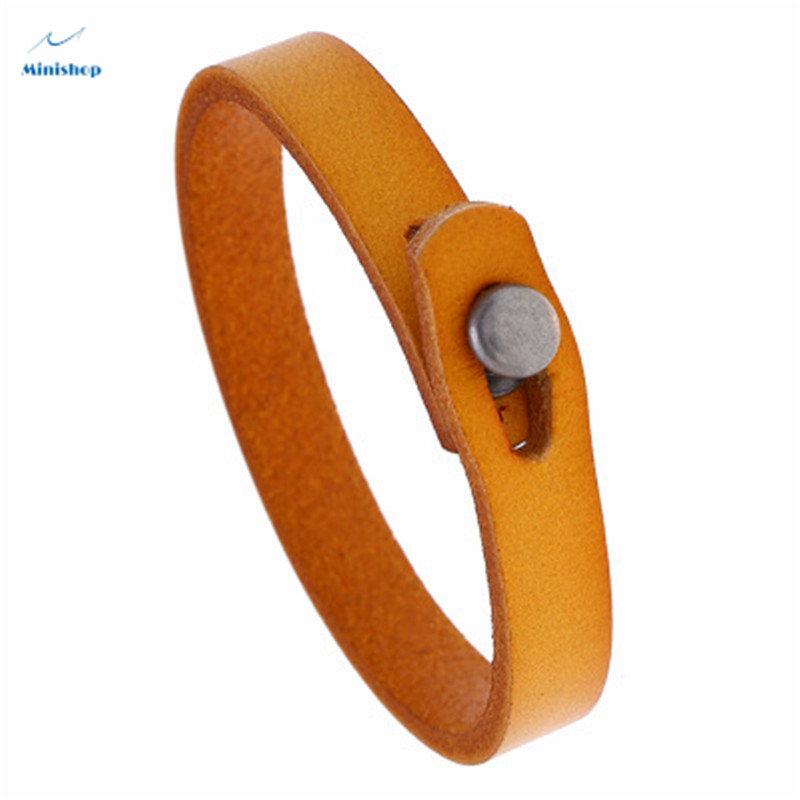 Men Retro Simple Business Style Leather Bracelet Fashion Versatile Punk Rock Leather Gift Bracelet