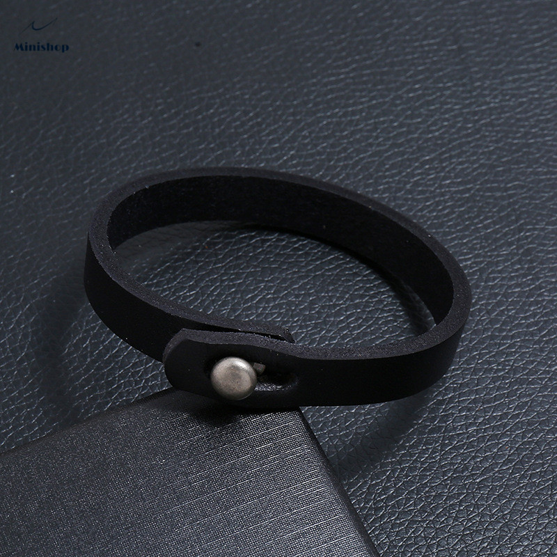 Men Retro Simple Business Style Leather Bracelet Fashion Versatile Punk Rock Leather Gift Bracelet
