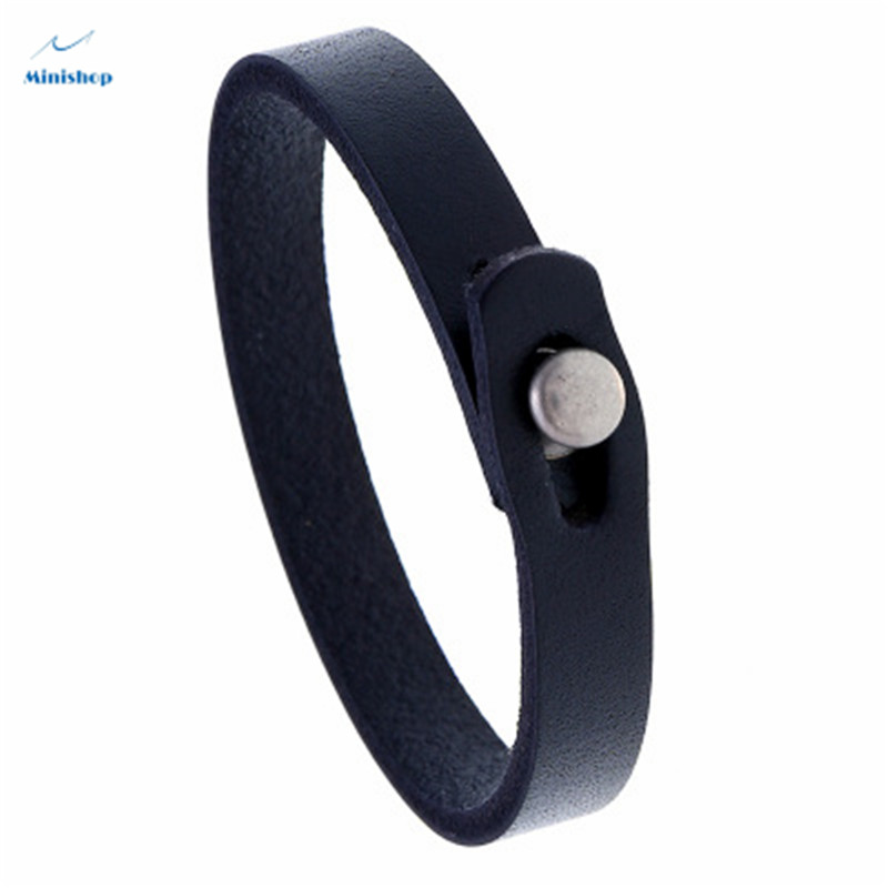 Men Retro Simple Business Style Leather Bracelet Fashion Versatile Punk Rock Leather Gift Bracelet