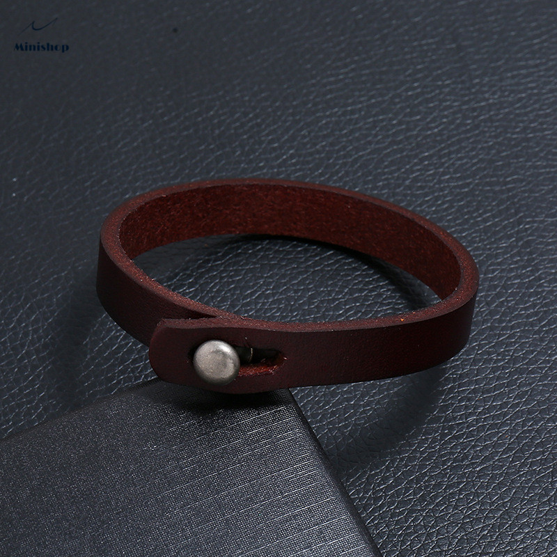 Men Retro Simple Business Style Leather Bracelet Fashion Versatile Punk Rock Leather Gift Bracelet